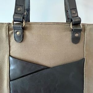 Kelly Moore Tan and Black Tote Bag